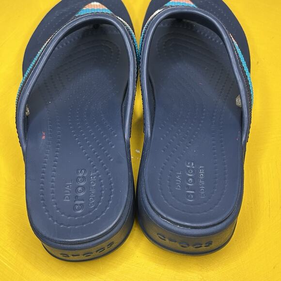 CROCS Monterey Bead Stripe Thong Comfort Sandals Flip Flops Women’s Size 9 Blue - Picture 8 of 14